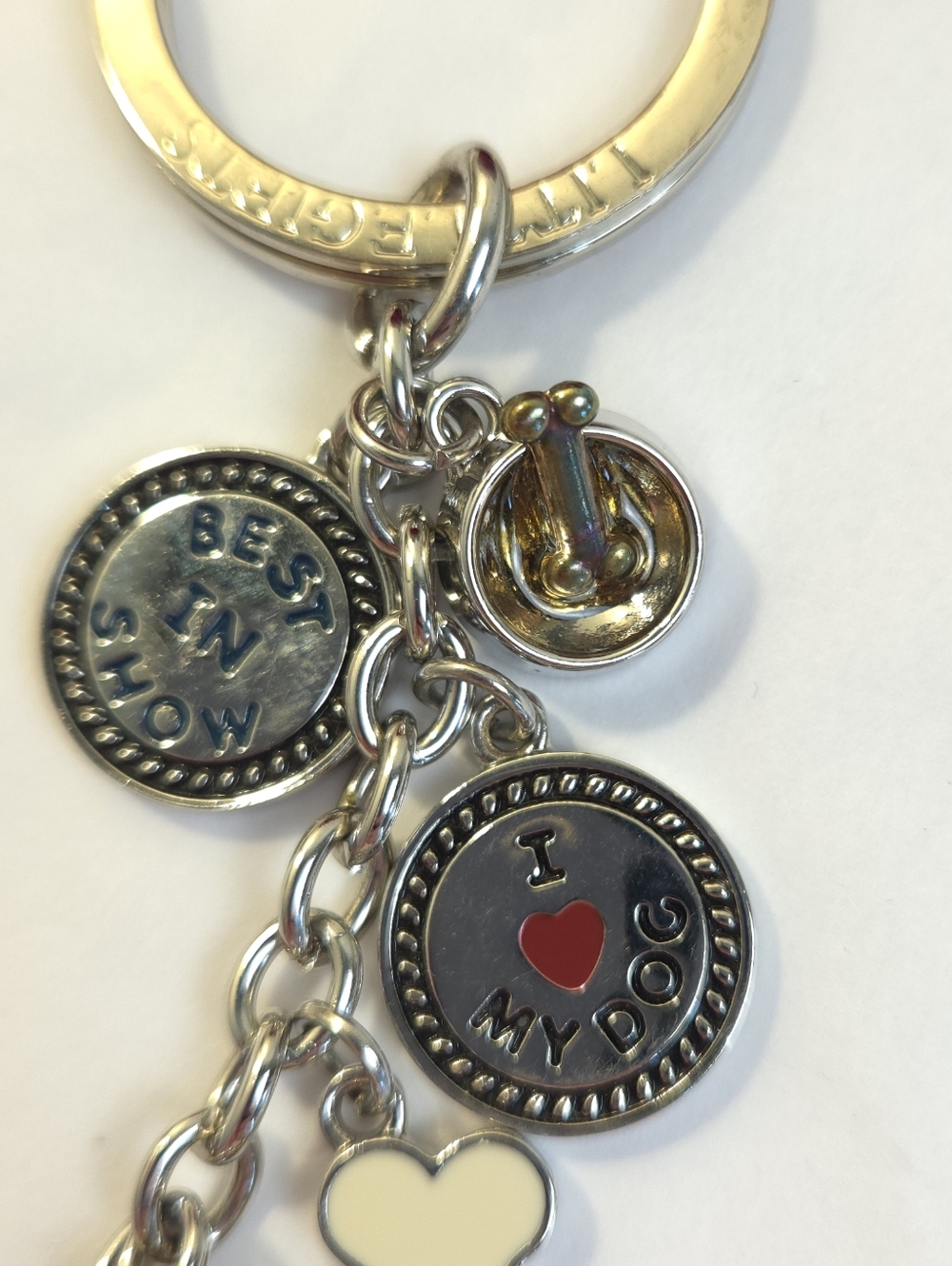 Little Gifts Dog Charm Key Chain I ♡ My Dog Dog Bone & Bowl Charms - Picture 6 of 9